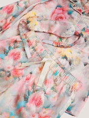 Monsoon Floral Print Satin Long Pyjama & Eye Mask Set - Bild 4 von 4