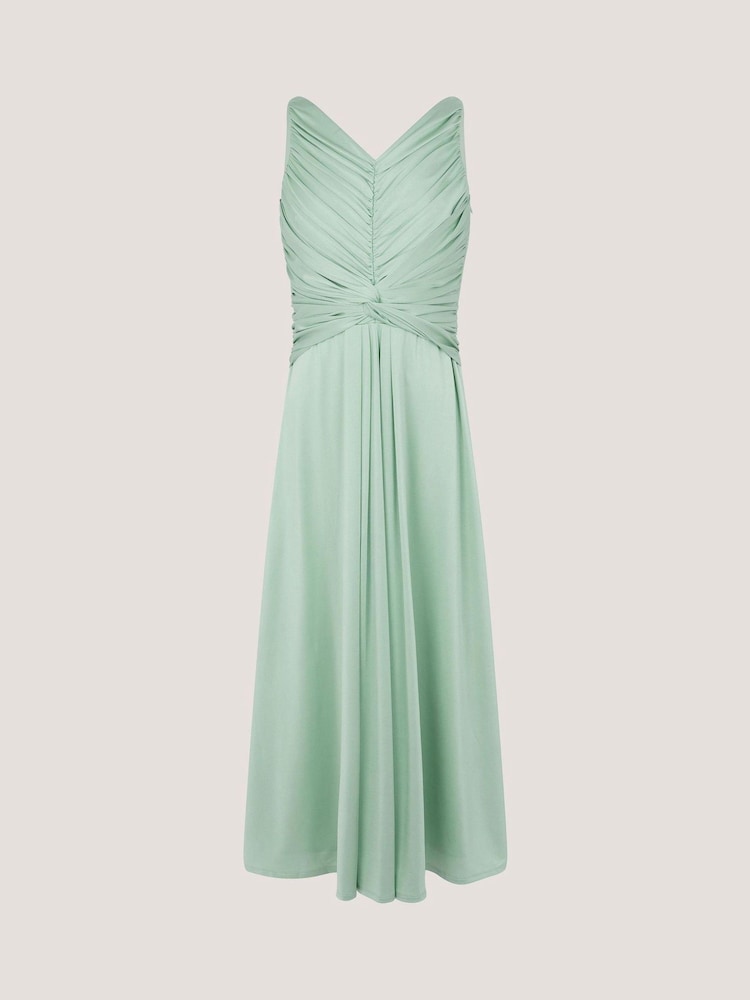 Monsoon Green Skye Ruched Knot Jersey Prom Dress - Image 2 of 4