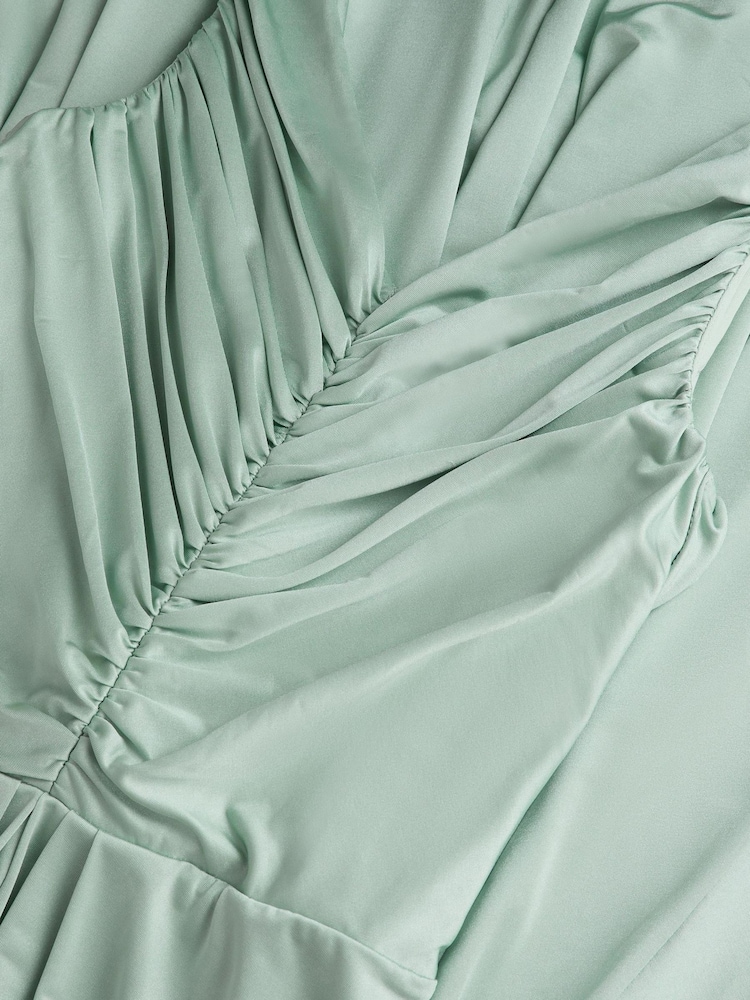 Monsoon Green Skye Ruched Knot Jersey Prom Dress - Image 4 of 4