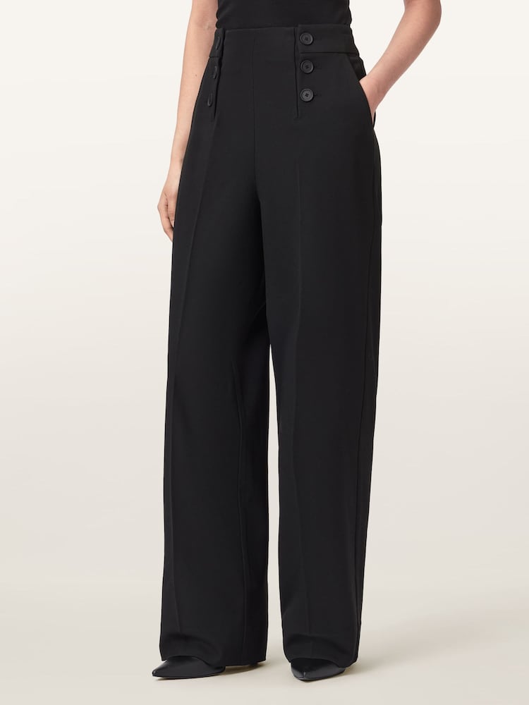 AllSaints Black Raina Trousers - Image 1 of 6