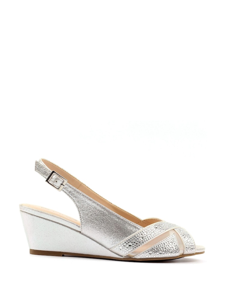 Lunar Silver Emmerline Slingback Wedges - Image 2 of 7