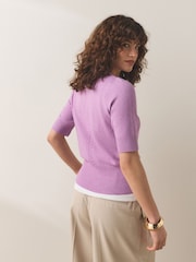 Purple Supersoft Short Sleeve Knitted Top - Image 3 of 7
