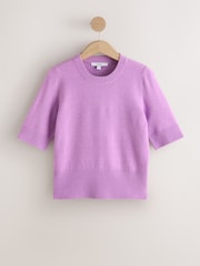 Purple Supersoft Short Sleeve Knitted Top - Image 5 of 7