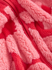 Red/Pink Cherry Jacquard Fleece Hooded Blanket Poncho (3-16yrs) - Image 3 of 4