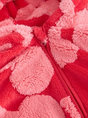 Red/Pink Cherry Jacquard Fleece Hooded Blanket Poncho (3-16yrs) - Image 4 of 4