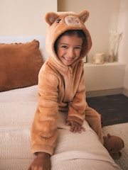 Brown Capybara Hood Fleece All-In-One (1.5-16yrs) - Image 1 of 5