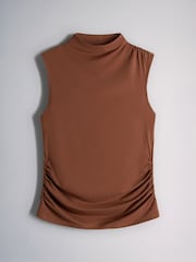 The Set 4 Pack High Neck Drape Sleeveless Tops Navy/Brown/Cream/Tan - Image 10 of 13