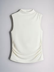 The Set 4 Pack High Neck Drape Sleeveless Tops Navy/Brown/Cream/Tan - Image 11 of 13