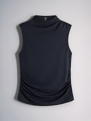 The Set 4 Pack High Neck Drape Sleeveless Tops Navy/Brown/Cream/Tan - Image 8 of 13