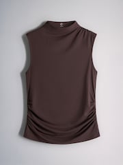 The Set 4 Pack High Neck Drape Sleeveless Tops Navy/Brown/Cream/Tan - Image 9 of 13