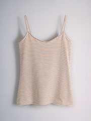 The Set 5 Pack Strappy Cami Vest Tops Navy/Brown/Stripe/Ochre/White - Image 2 of 8