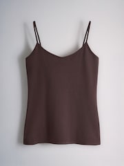 The Set 5 Pack Strappy Cami Vest Tops Navy/Brown/Stripe/Ochre/White - Image 4 of 8