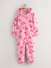 Pink/Red Cherry Fleece All-In-One (1.5-16yrs) - Image 1 of 4
