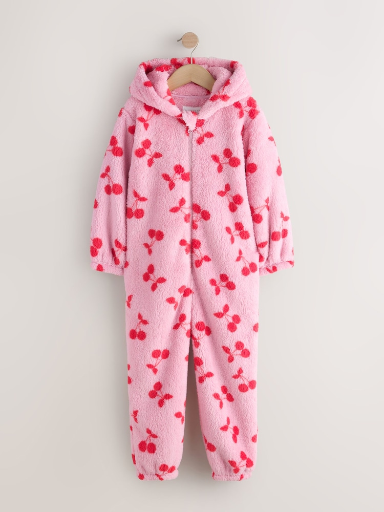 Pink/Red Cherry Fleece All-In-One (1.5-16yrs) - Image 1 of 4 Pink/Red Cherry Fleece All-In-One (1.5-16yrs) - Image 1 of 4