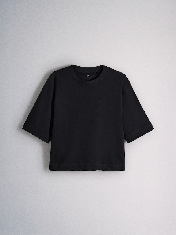 The Set 5 Pack Heavyweight Relaxed Short Sleeve T-Shirts Black/Cobalt Blue/Charcoal/Grey Marl/White - Image 2 of 8 The Set 5 Pack Heavyweight Relaxed Short Sleeve T-Shirts Black/Cobalt Blue/Charcoal/Grey Marl/White - Image 2 of 8