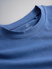 The Set 5 Pack Heavyweight Relaxed Short Sleeve T-Shirts Black/Cobalt Blue/Charcoal/Grey Marl/White - Image 7 of 8