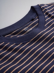 The Set 4 Pack Heavyweight Relaxed Long Sleeve T-Shirts Brown/Navy Stripe/Cream - Image 10 of 11