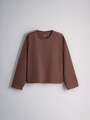The Set 4 Pack Heavyweight Relaxed Long Sleeve T-Shirts Brown/Navy Stripe/Cream - Image 8 of 11