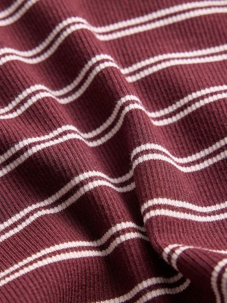 The Set 8 Pack Ribbed Scoop Vests Burgundy Red/Navy Blue/Stripe/Pink/Grey Marl/Blue - Image 11 of 11
