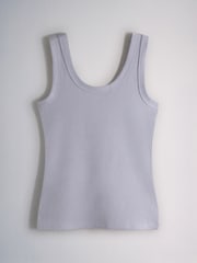 The Set 8 Pack Ribbed Scoop Vests Burgundy Red/Navy Blue/Stripe/Pink/Grey Marl/Blue - Image 6 of 11