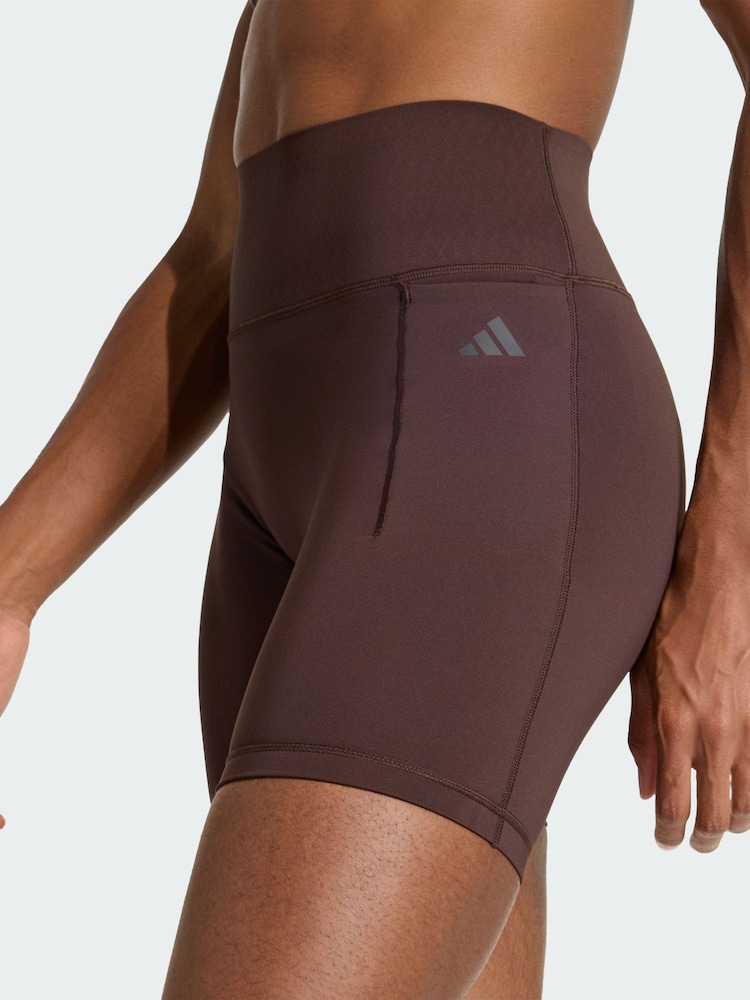 adidas Brown Optime Power Short Leggings - Image 2 of 5