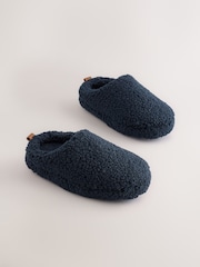Navy Borg Warm Lined Slipper Mules - Image 1 of 5