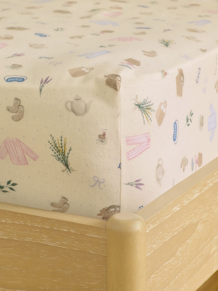Natural Bedtime Books Brushed Cotton Fitted Sheet and Pillowcase Set - Image 2 of 2 Natural Bedtime Books Brushed Cotton Fitted Sheet and Pillowcase Set - Image 2 of 2