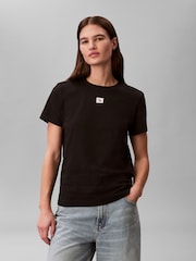 Calvin Klein Black Woven Label T-Shirt - Image 2 of 5