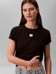 Calvin Klein Black Woven Label T-Shirt - Image 5 of 5