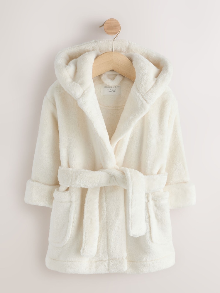 Ecru Soft Touch Fleece Dressing Gown (9mths-16yrs) - Image 1 of 4 Ecru Soft Touch Fleece Dressing Gown (9mths-16yrs) - Image 1 of 4