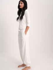 The Set Soft Cream Henley and Balloon Pant Lounge Co-Ord Set Cream - Image 2 of 11