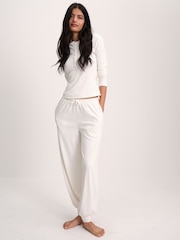 The Set Soft Cream Henley and Balloon Pant Lounge Co-Ord Set Cream - Image 4 of 11