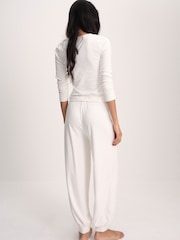 The Set Soft Cream Henley and Balloon Pant Lounge Co-Ord Set Cream - Image 5 of 11