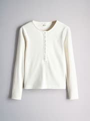 The Set Soft Cream Henley and Balloon Pant Lounge Co-Ord Set Cream - Image 8 of 11