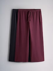 The Set 2 Pack Wide Leg Cotton Joggers Dark Navy/Burgundy - Image 2 of 10