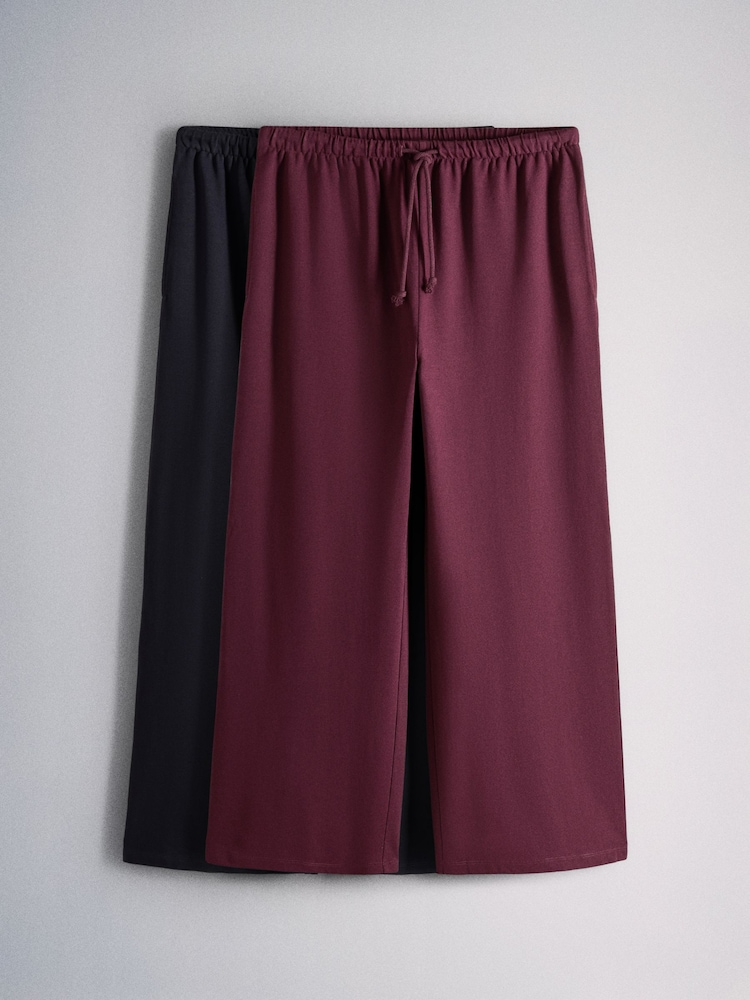 The Set 2 Pack Wide Leg Cotton Joggers Dark Navy/Burgundy - Image 2 of 10 The Set 2 Pack Wide Leg Cotton Joggers Dark Navy/Burgundy - Image 2 of 10