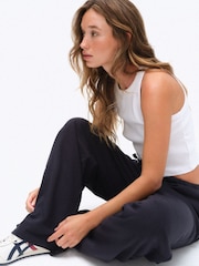 The Set 2 Pack Wide Leg Cotton Joggers Dark Navy/Burgundy - Image 6 of 10
