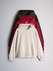 The Set 3 Pack Sweat Hoodies Brown/Red/Neutral - Image 1 of 6