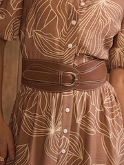 Mint Velvet Brown Floral Print Maxi Shirt Dress - Image 6 of 8