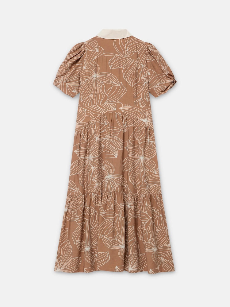 Mint Velvet Brown Floral Print Maxi Shirt Dress - Image 8 of 8