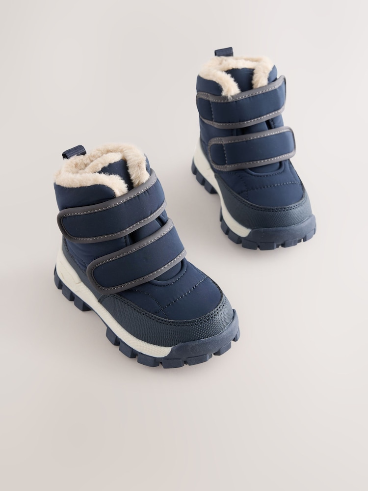 海軍藍 - Warm Lined Touch Fastening Walking Boots - 圖片 1/5