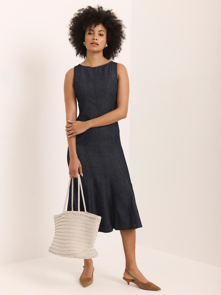 Mint Velvet Blue Denim Midi Dress - Image 2 of 7