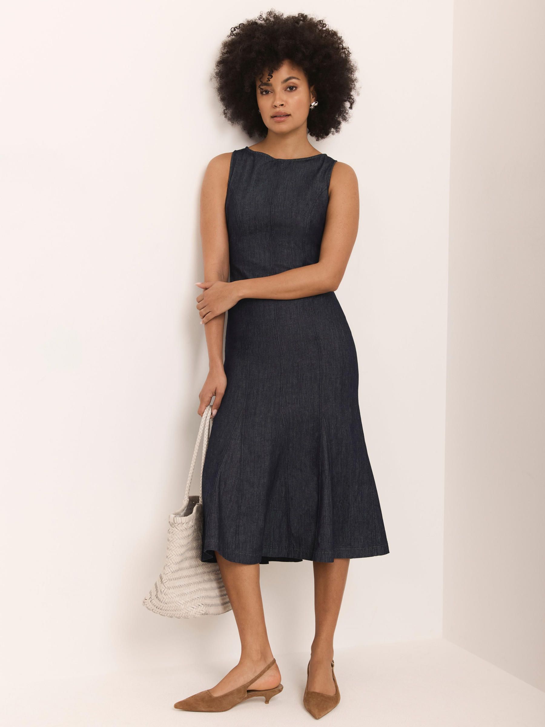 cotton maxi dress with sleeves Elegant Long Sleeve Elastic Back Waist Size:E (44-46) Web Collection: Winter Formal Dark With Light Blue