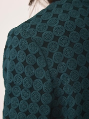 Mint Velvet Green Geometric Lace Bomber Jacket - Image 5 of 7