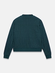Mint Velvet Green Geometric Lace Bomber Jacket - Image 7 of 7