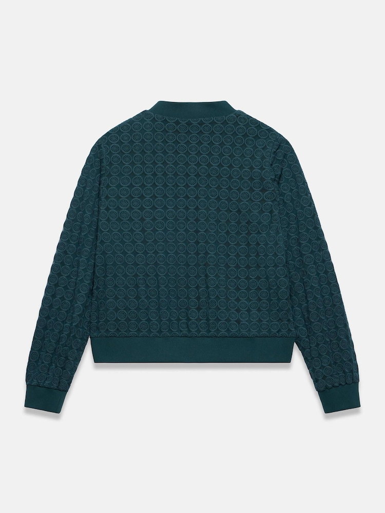 Mint Velvet Green Geometric Lace Bomber Jacket - Image 7 of 7
