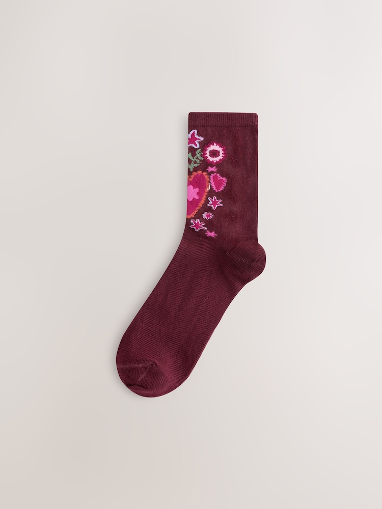 Multi Folk Floral Ankle Socks 5 Pack - Image 2 of 8 Multi Folk Floral Ankle Socks 5 Pack - Image 2 of 8