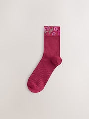Multi Folk Floral Ankle Socks 5 Pack - Image 5 of 8