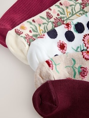 Multi Folk Floral Ankle Socks 5 Pack - Image 8 of 8