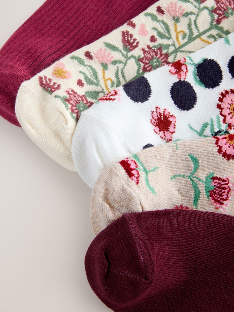 Multi Folk Floral Ankle Socks 5 Pack - Image 8 of 8 Multi Folk Floral Ankle Socks 5 Pack - Image 8 of 8